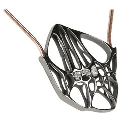 Collar FLOWEN Hexa de plata de ley con rutenio negro y cadena de oro rosa