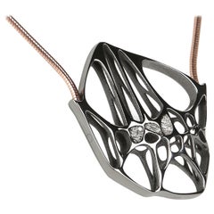 FLOWEN Collier hexagonal en argent sterling avec chaîne en Ruthenium noir et or rose 