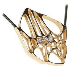 FLOWEN Collar Colgante Hexa de Plata de Ley en Oro de 18 K y Diamantes