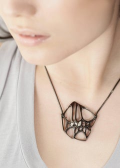 FLOWEN Sterling Silver Hexa Pendant Necklace in Black Ruthenium and Diamonds