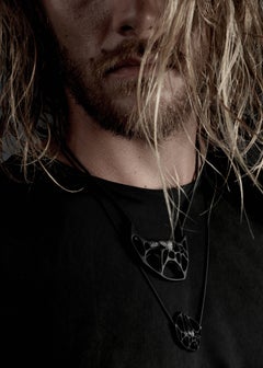 FLOWEN Sterling Silver Hexa XS Pendant Necklace in Black Gommato and Diamonds