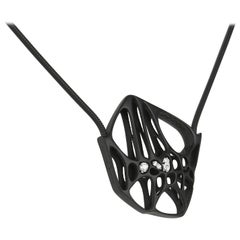 Collar Colgante FLOWEN Hexa XS de Plata de Ley en Gommato Negro y Diamantes