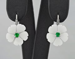 Flower 14k Gold Earrings with Emeralds
