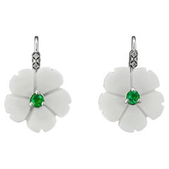 Pendientes Flor de Oro de 14k con Esmeraldas