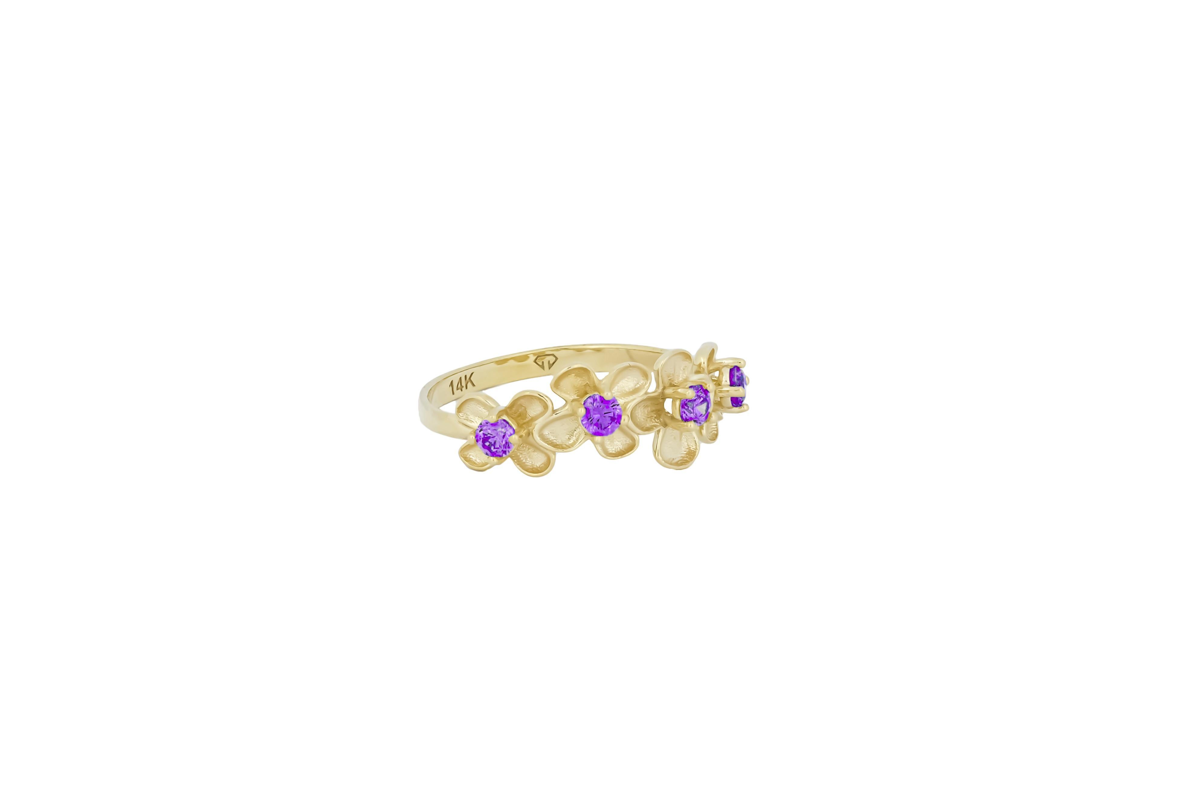 For Sale:  Flower 14k gold ring 2