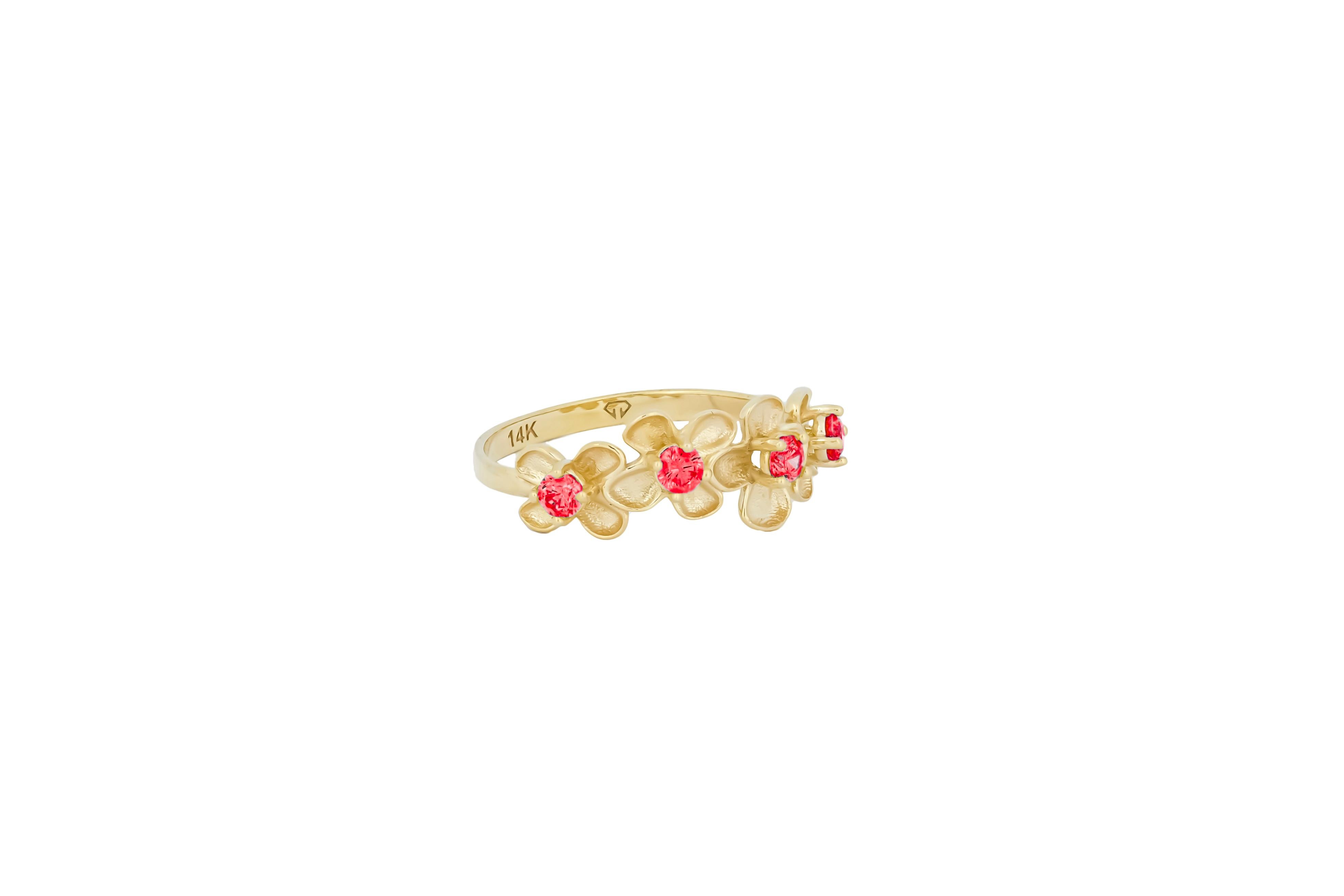 Modern Flower 14k gold ring