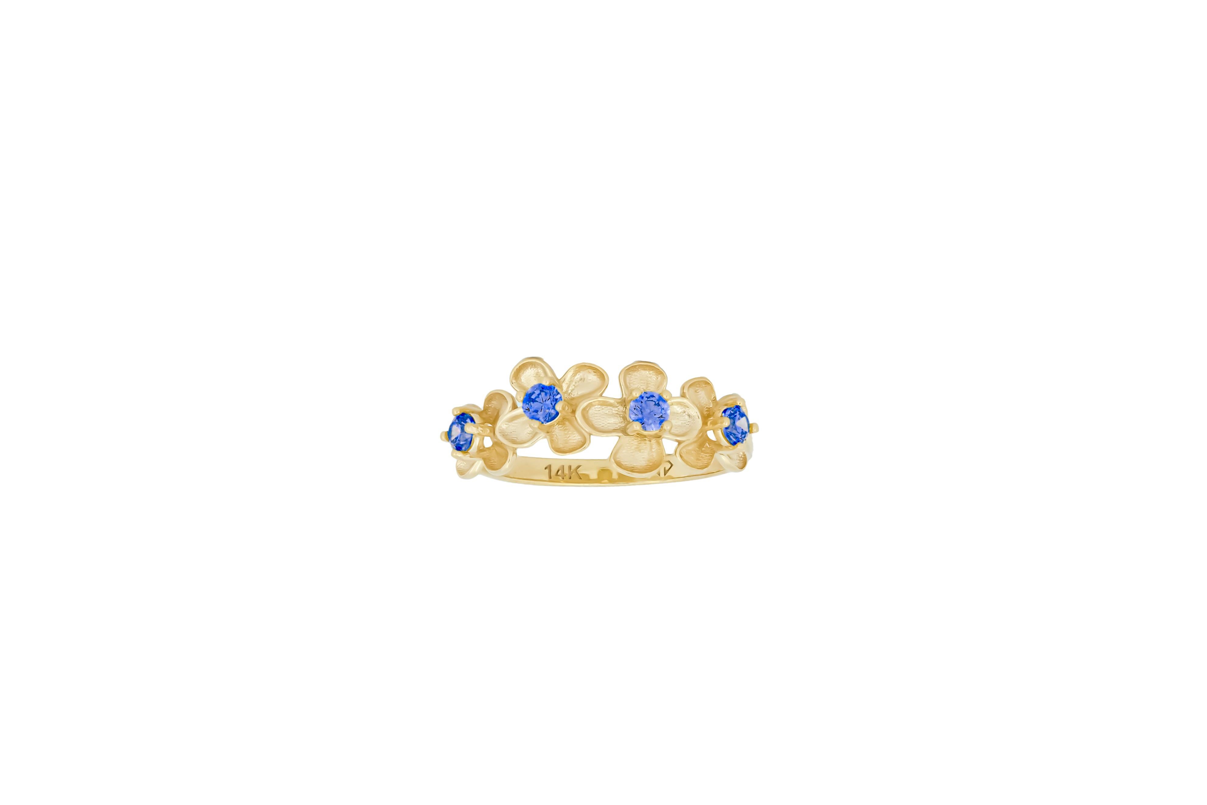 Modern Flower 14k gold ring For Sale