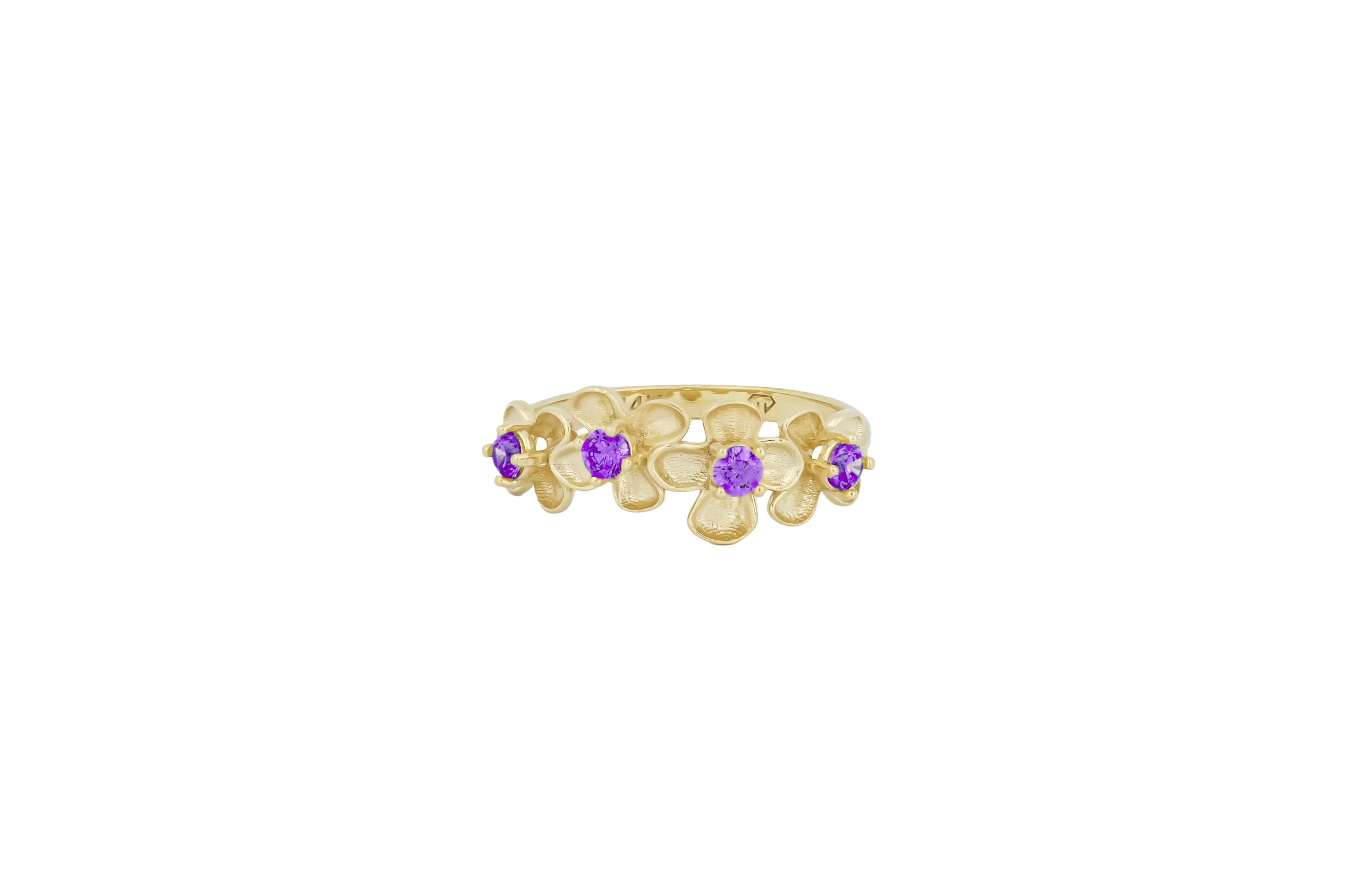 For Sale:  Flower 14k gold ring 3