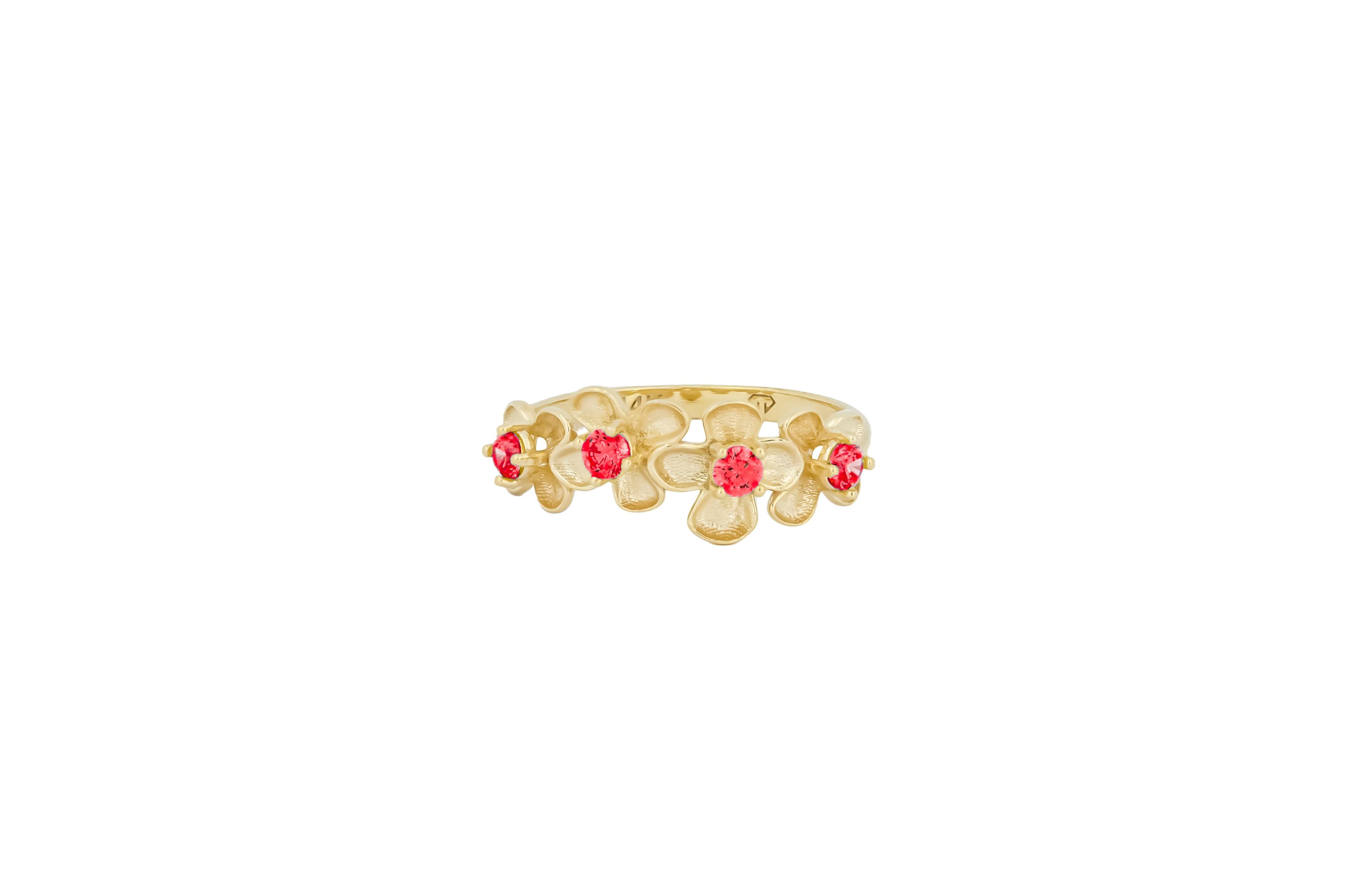 For Sale:  Flower 14k gold ring. 4