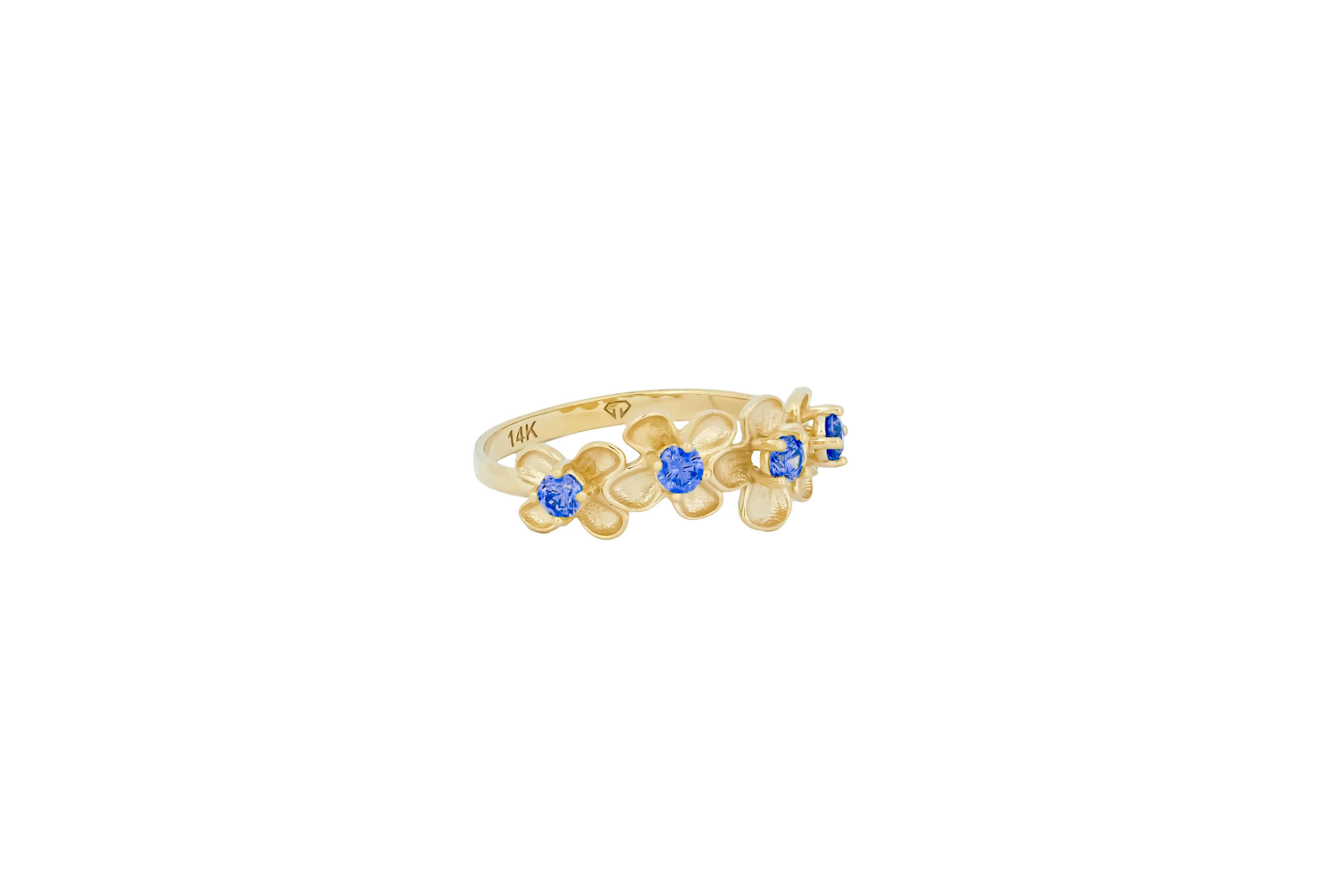 Taille ronde Bague fleur en or 14k en vente