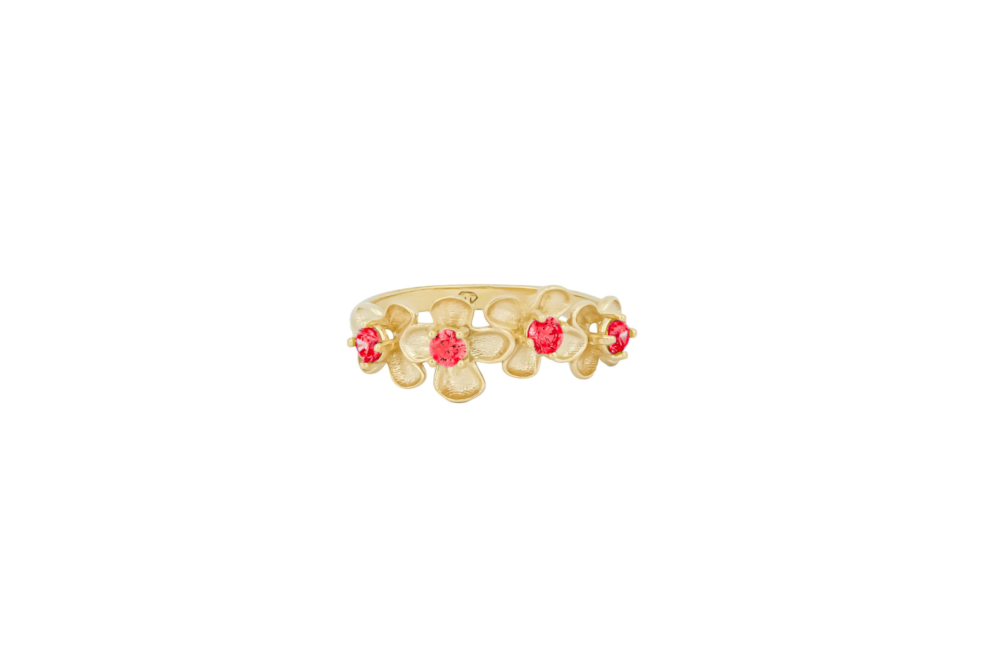 Flower 14k gold ring In New Condition In Istanbul, TR