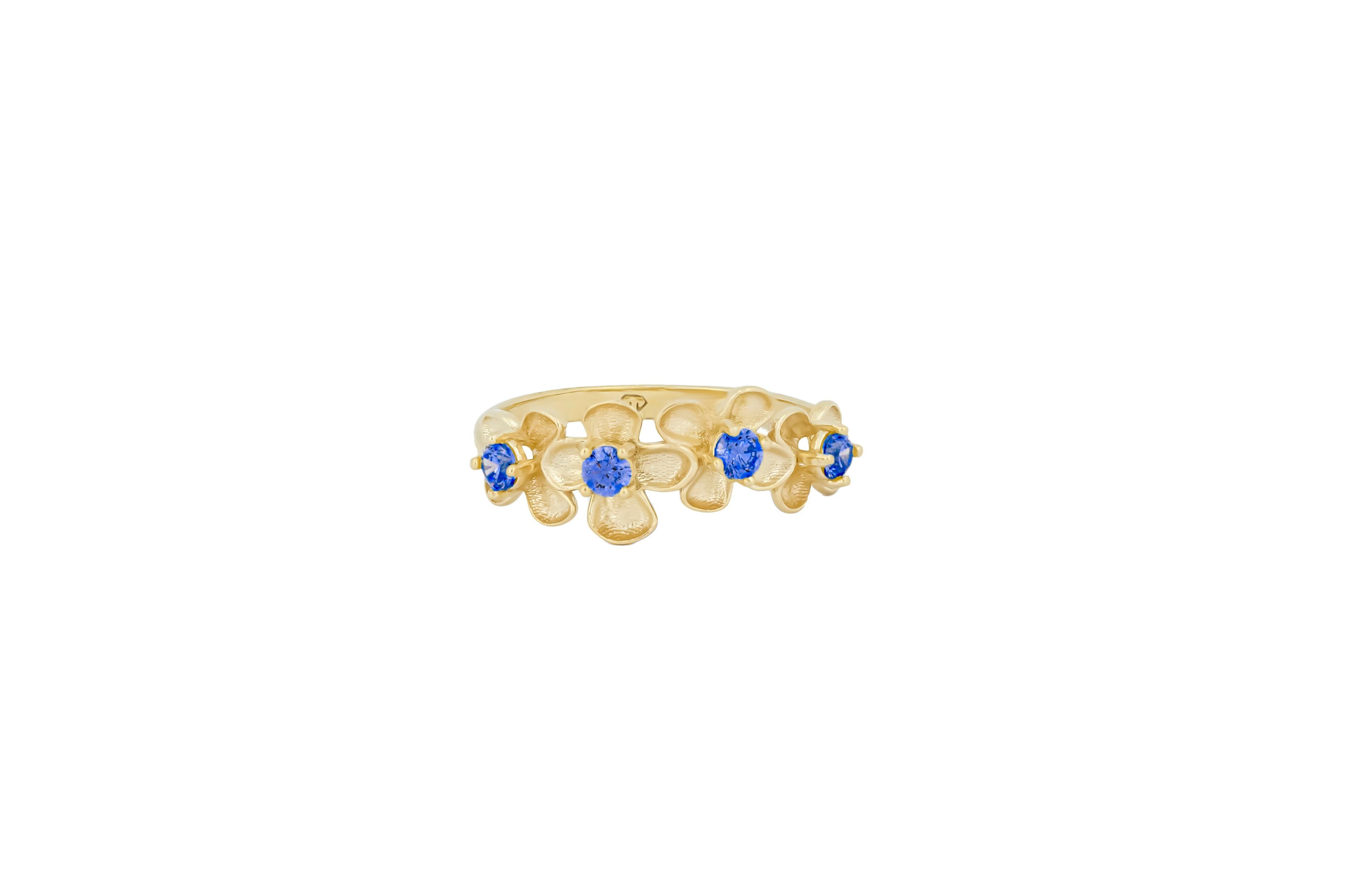 Women's Flower 14k gold ring For Sale