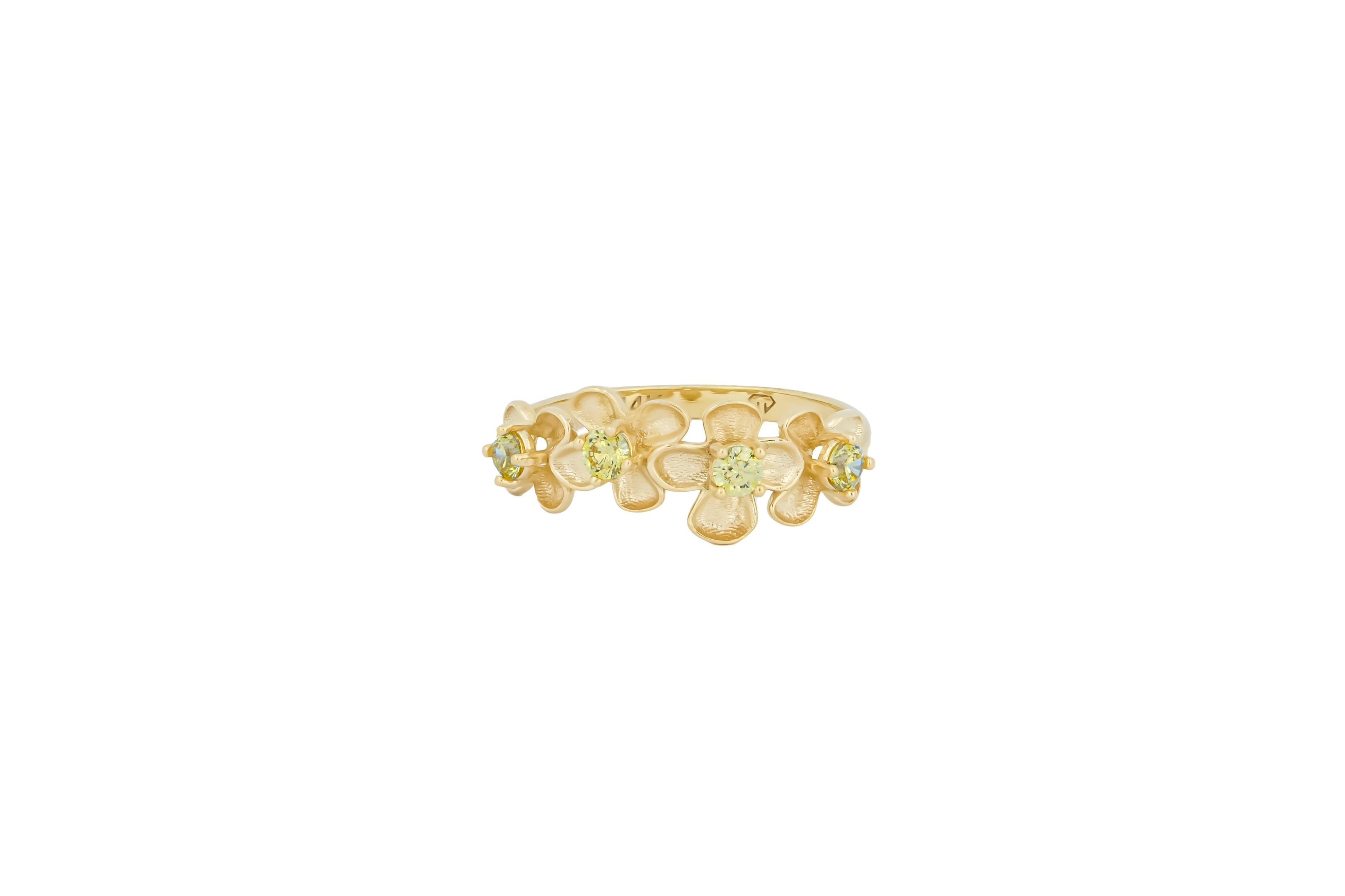 Flower 14k gold ring. For Sale 1