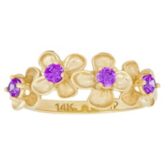 Bague fleur en or 14k.