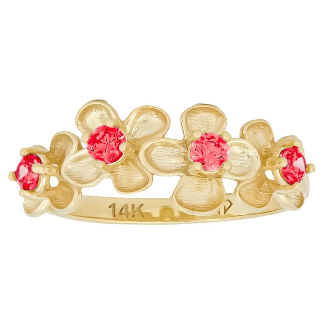 Flower 14k gold ring For Sale