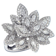 Flower 18 Karat White Gold and Diamond Cocktail Ring