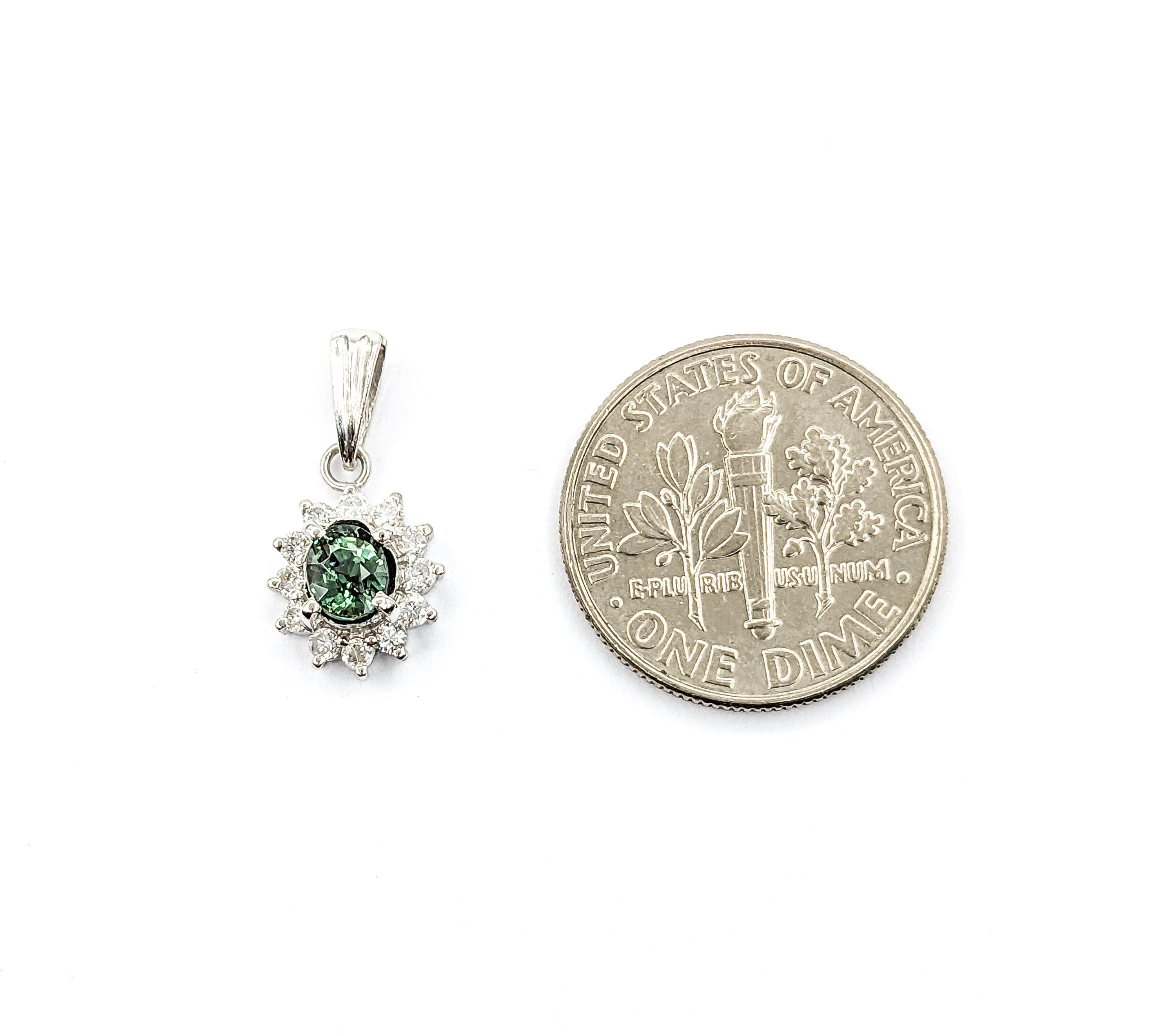 Women's Flower Alexandrite Pendant With Diamonds GIA