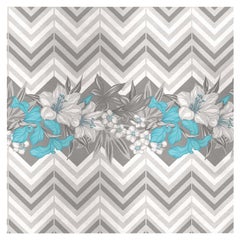 Flower and Chevron Pattern Grey Panel #3