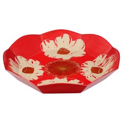 “Flower and Flower” Lacquer Serving Dish by Kobayashi Miyako
