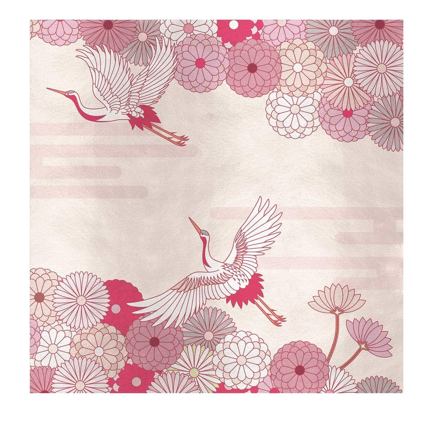 Modern Flower and Storks Pink Panel