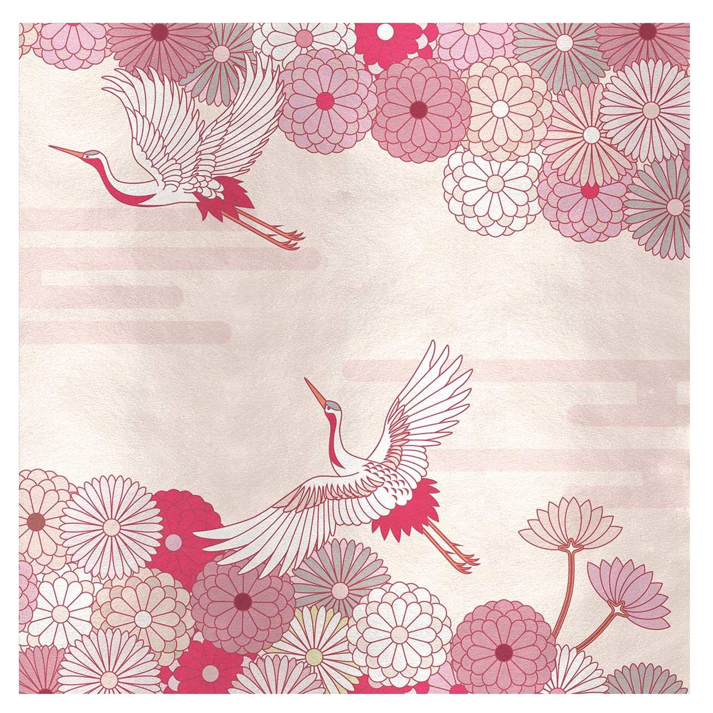 Flower and Storks Pink Panel