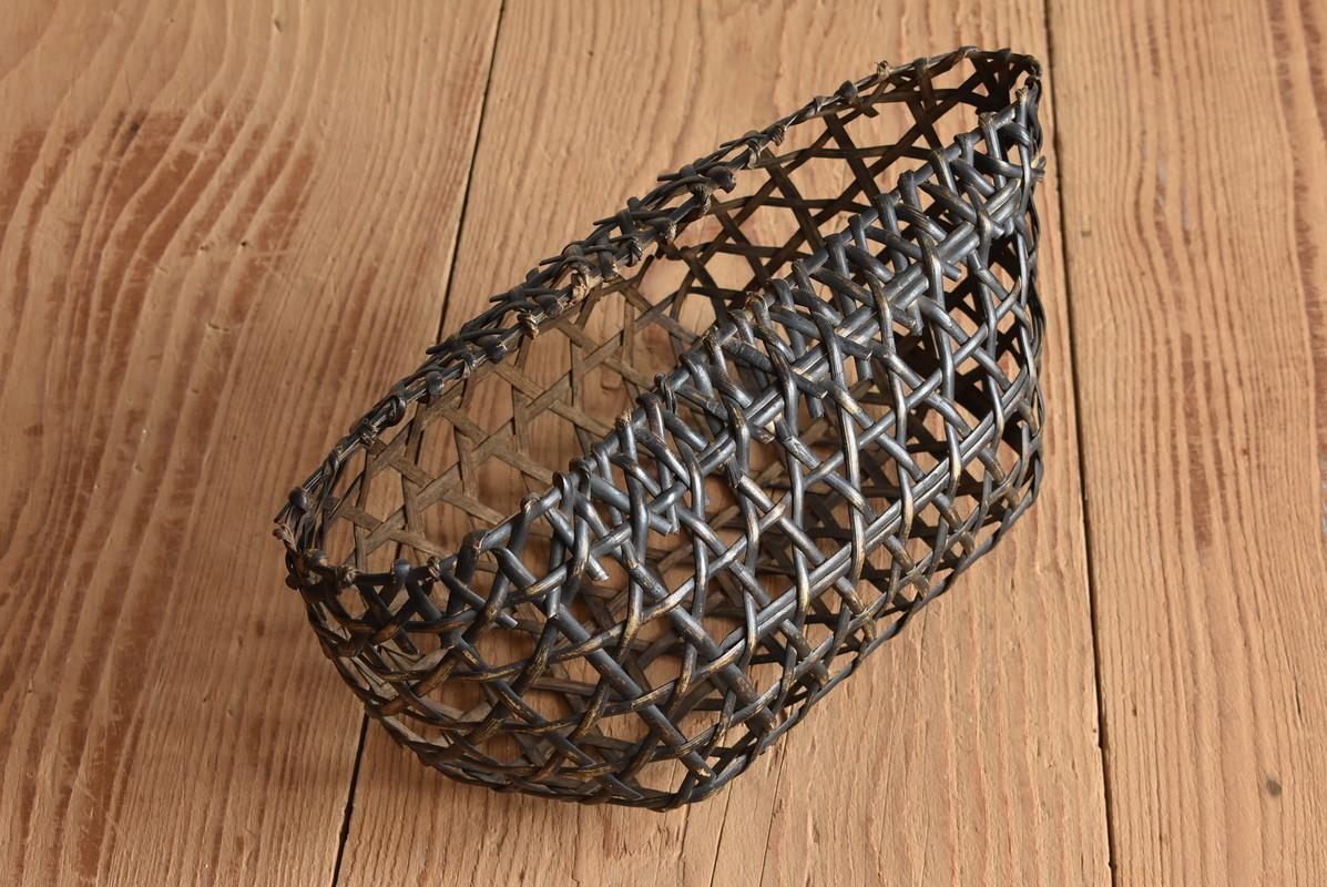 20th Century Flower Basket Woven from Japanese Bamboo / Wabi-Sabi Bamboo Object