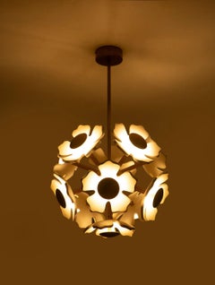 Flower Beige Ceramic and Brushed Gold Ball Cluster by Hatsu