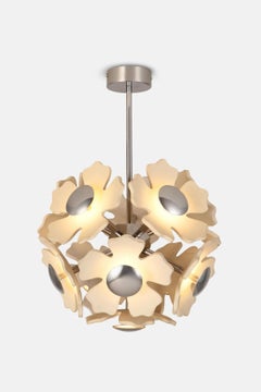Flower Beige Ceramic and Chrome Ball Cluster by Hatsu