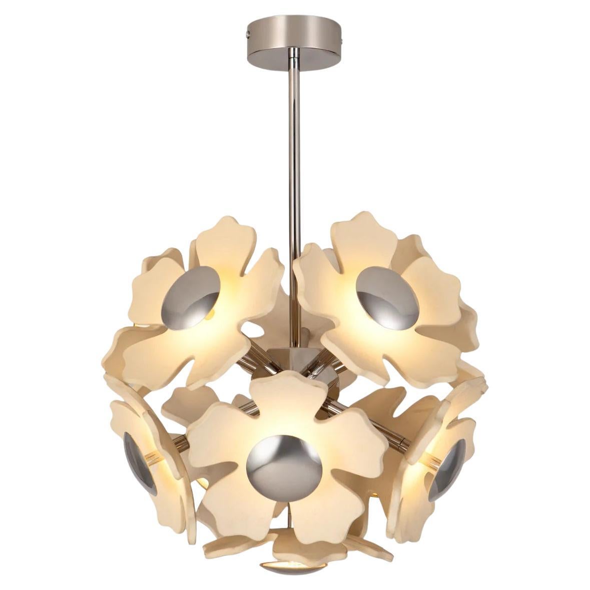 Cluster di sfere Flower Beige in ceramica e cromo di Hatsu
