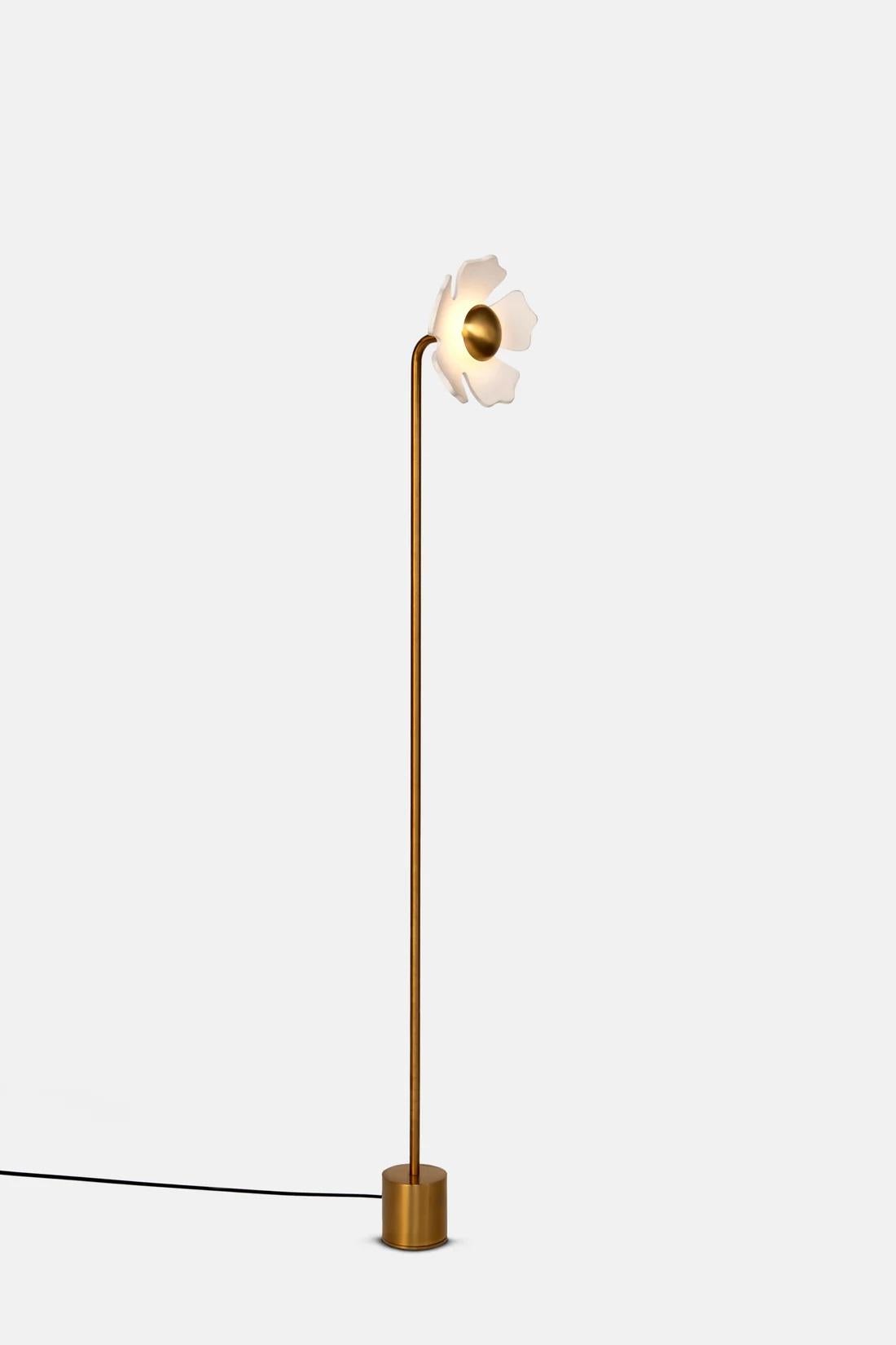 Lámpara de pie Flower de cerámica beige y cromo by Hatsu en Nuevo estado para la venta en Geneve, CH
