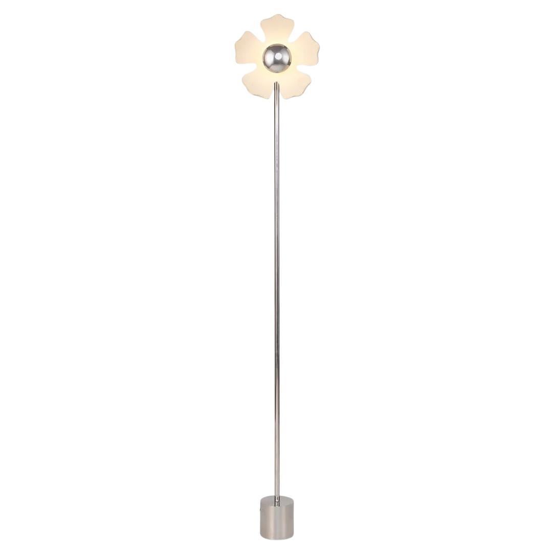 Flower Beige Ceramic and Chrome Floor Lamp by Hatsu