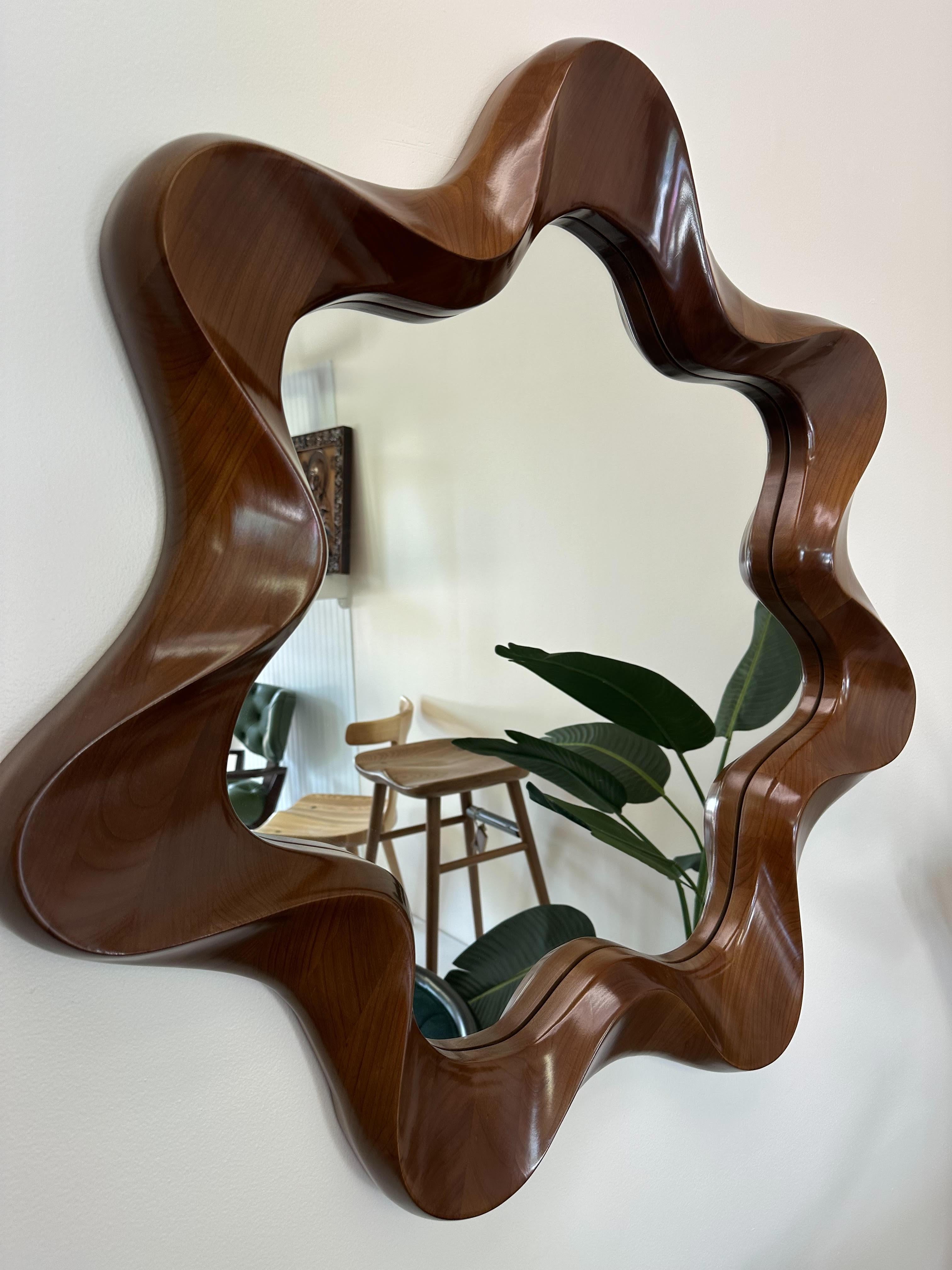 Miroir Flower Big Ash Wood en vente 4