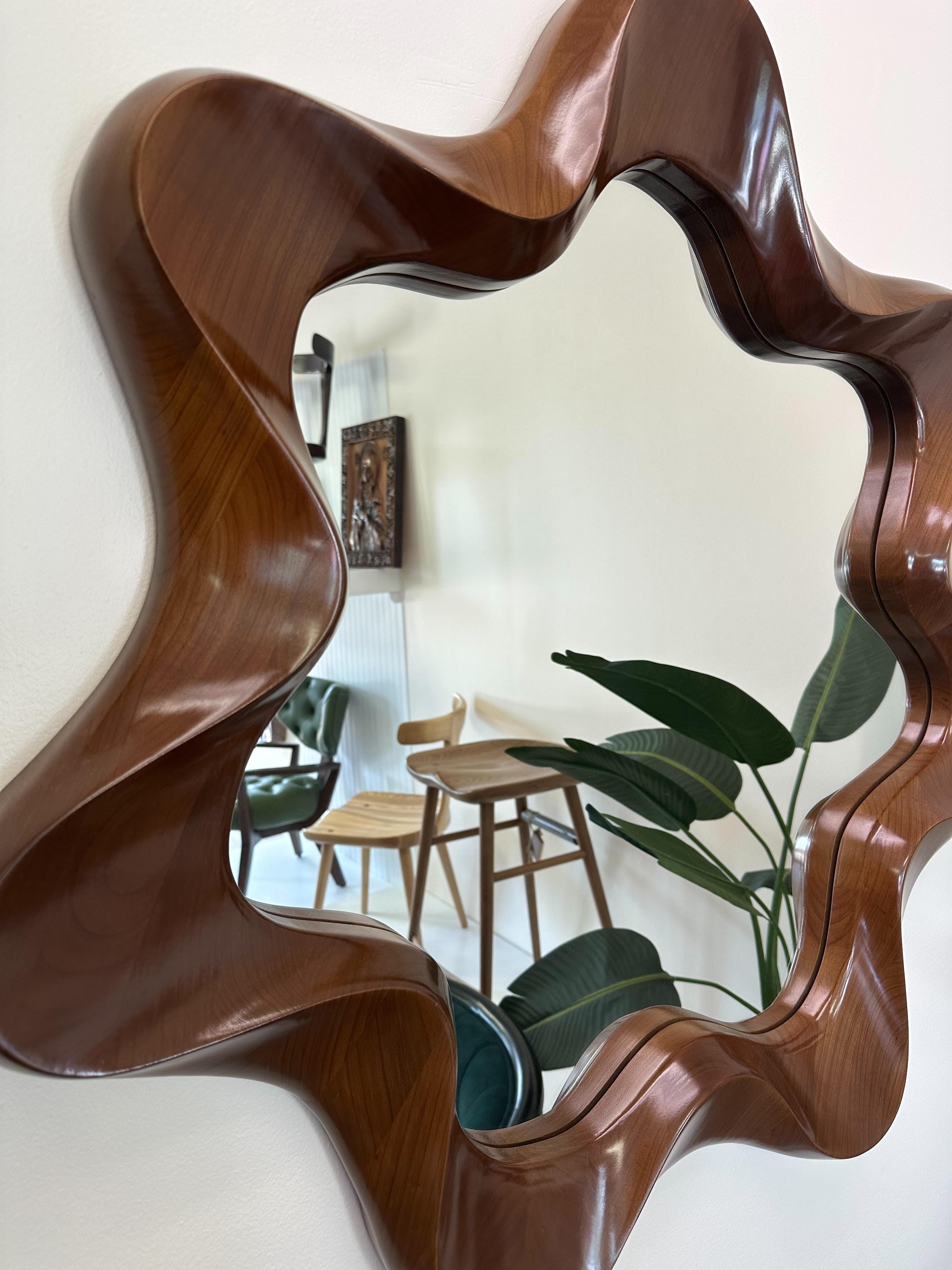 Miroir Flower Big Ash Wood en vente 5