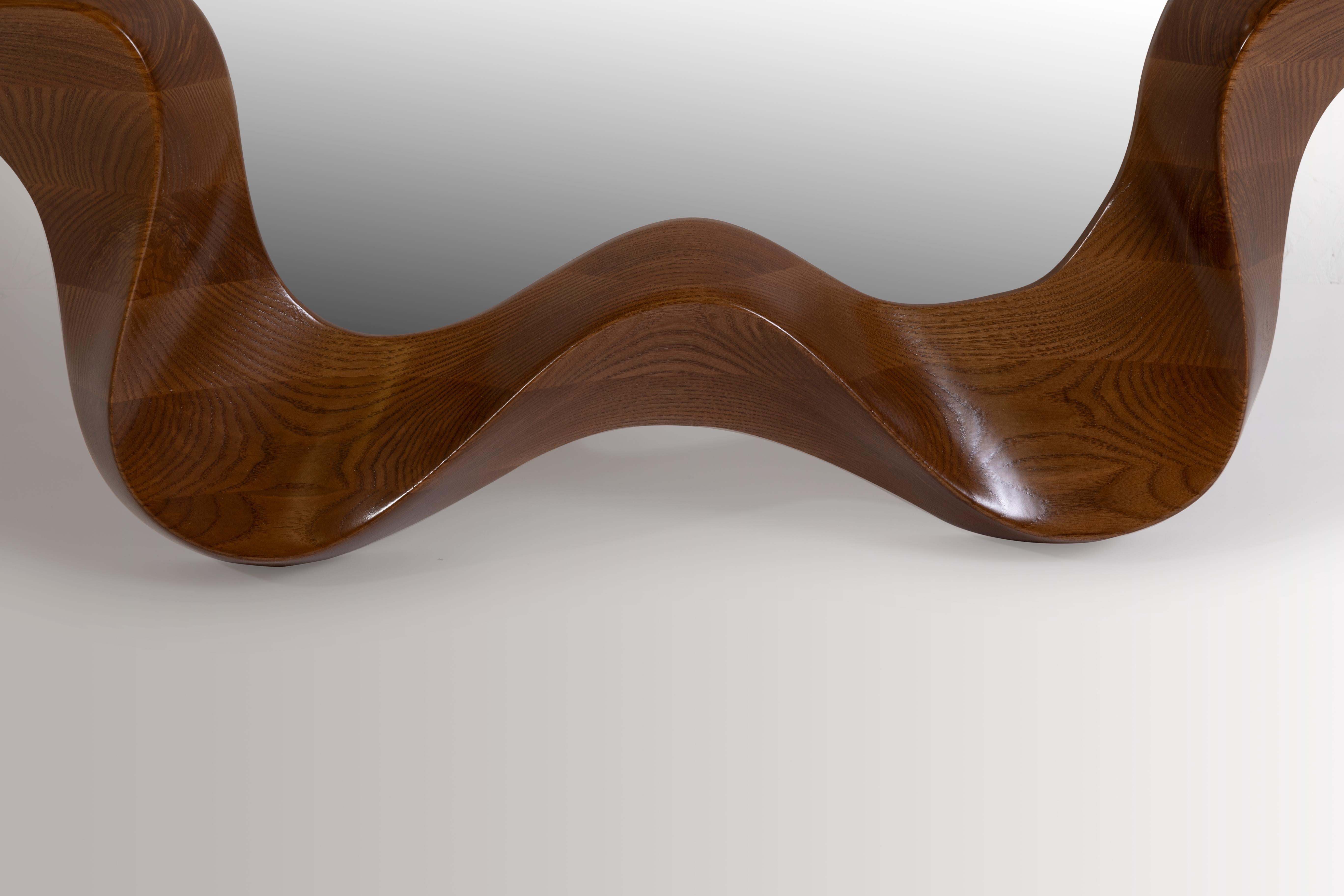 Mid-Century Modern Miroir Flower Big Ash Wood en vente
