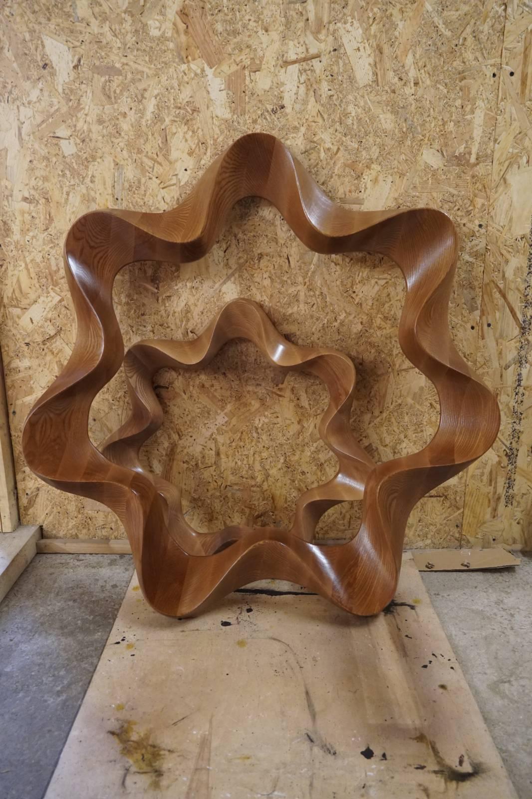 Miroir Flower Big Ash Wood en vente 2