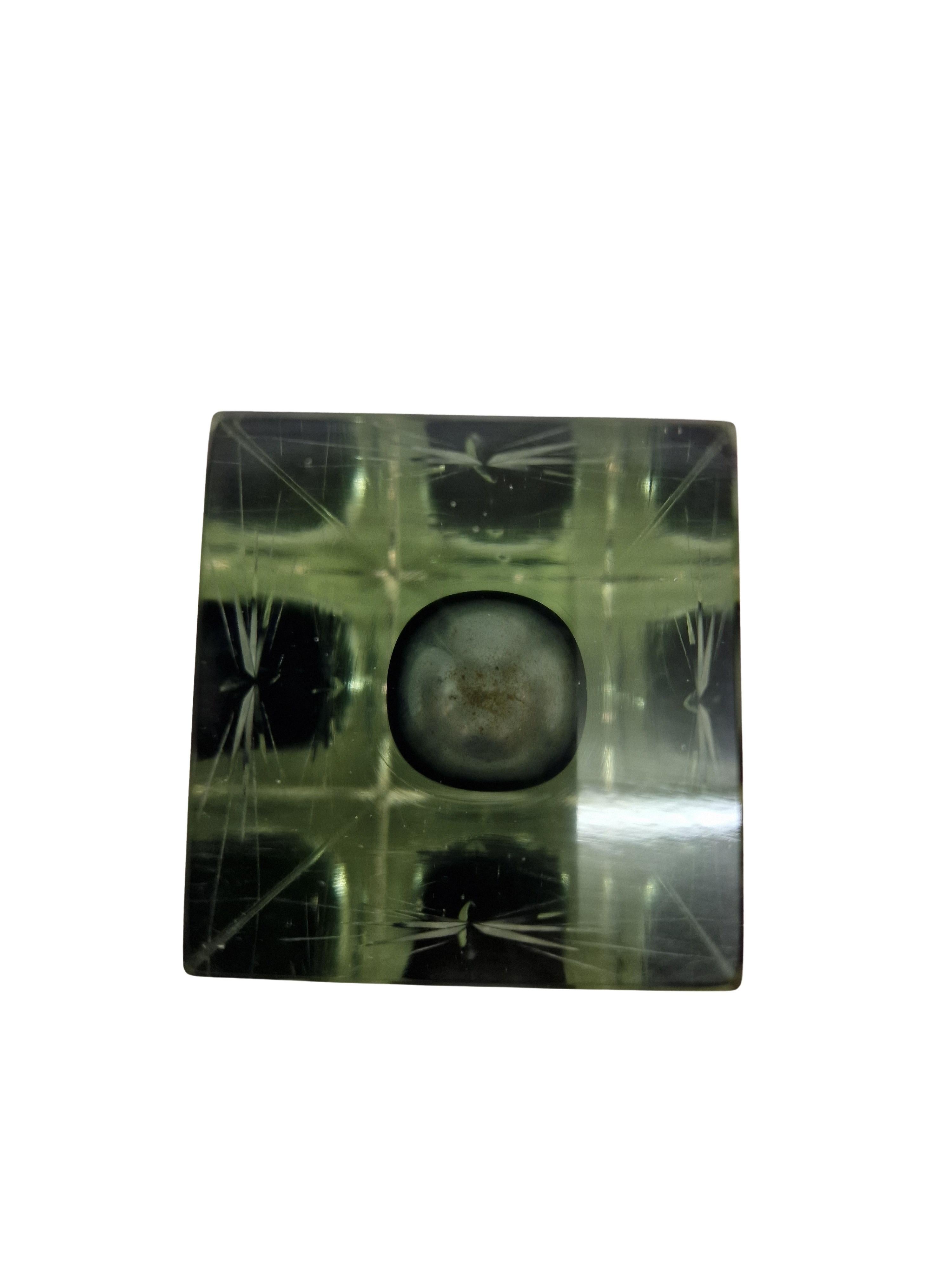 Flower block vase, star cut glass, 1920s, Art Deco, Murano, Italy For Sale 1