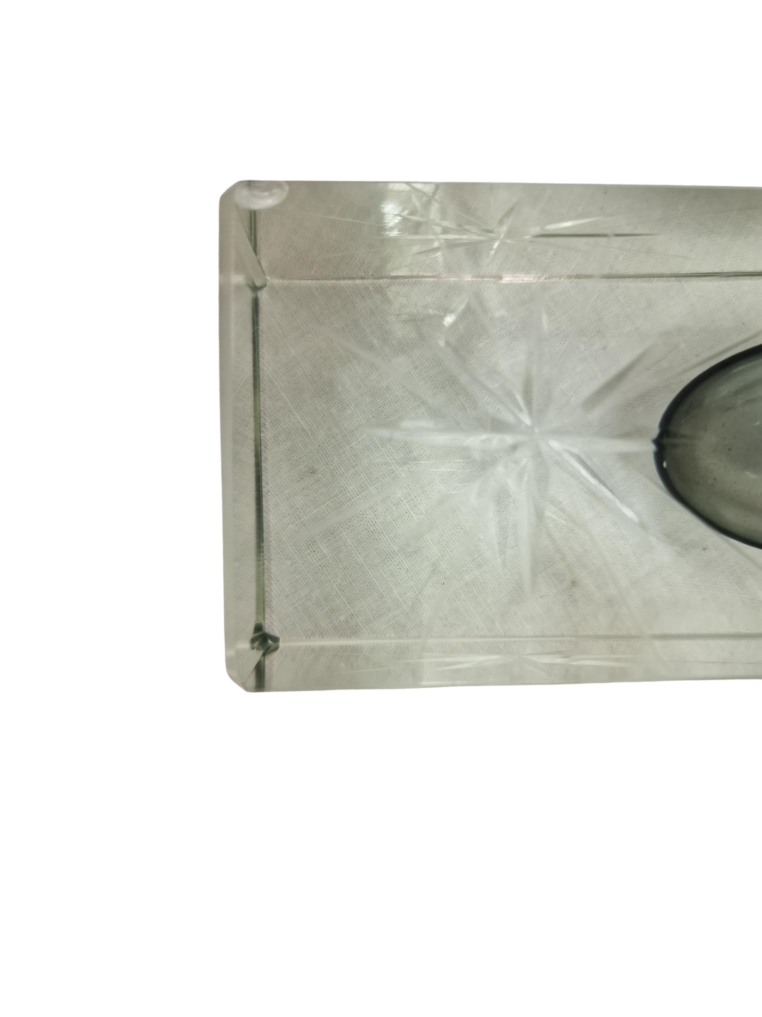 Flower block vase, star cut glass, 1920s, Art Deco, Murano, Italy For Sale 2