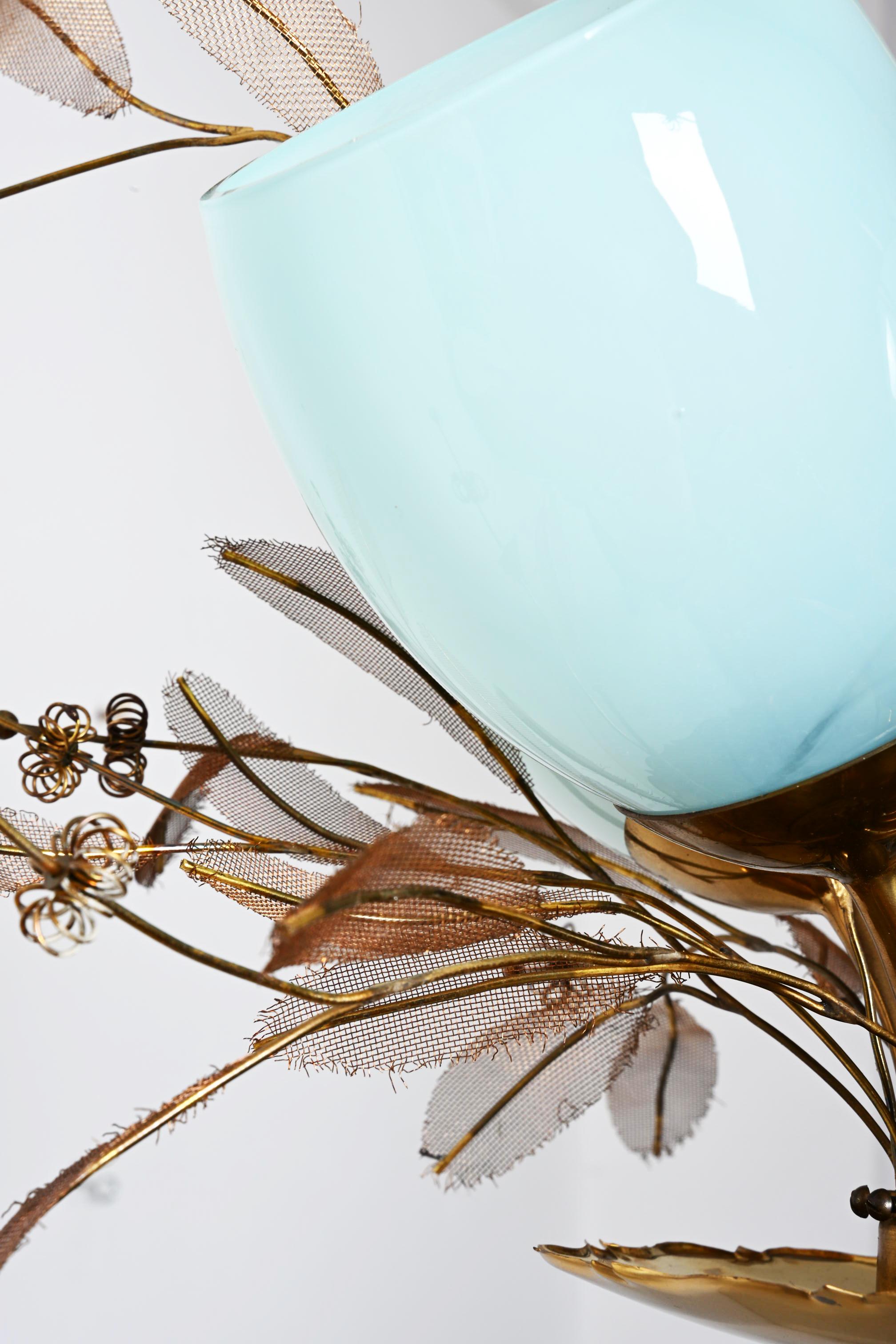 Lámpara Flower Bouquet de Paavo Tynell para Taito Oy con cristal azul en venta 11