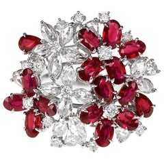 Flower Bouquet Inspired Ruby and Diamond Designer Ring