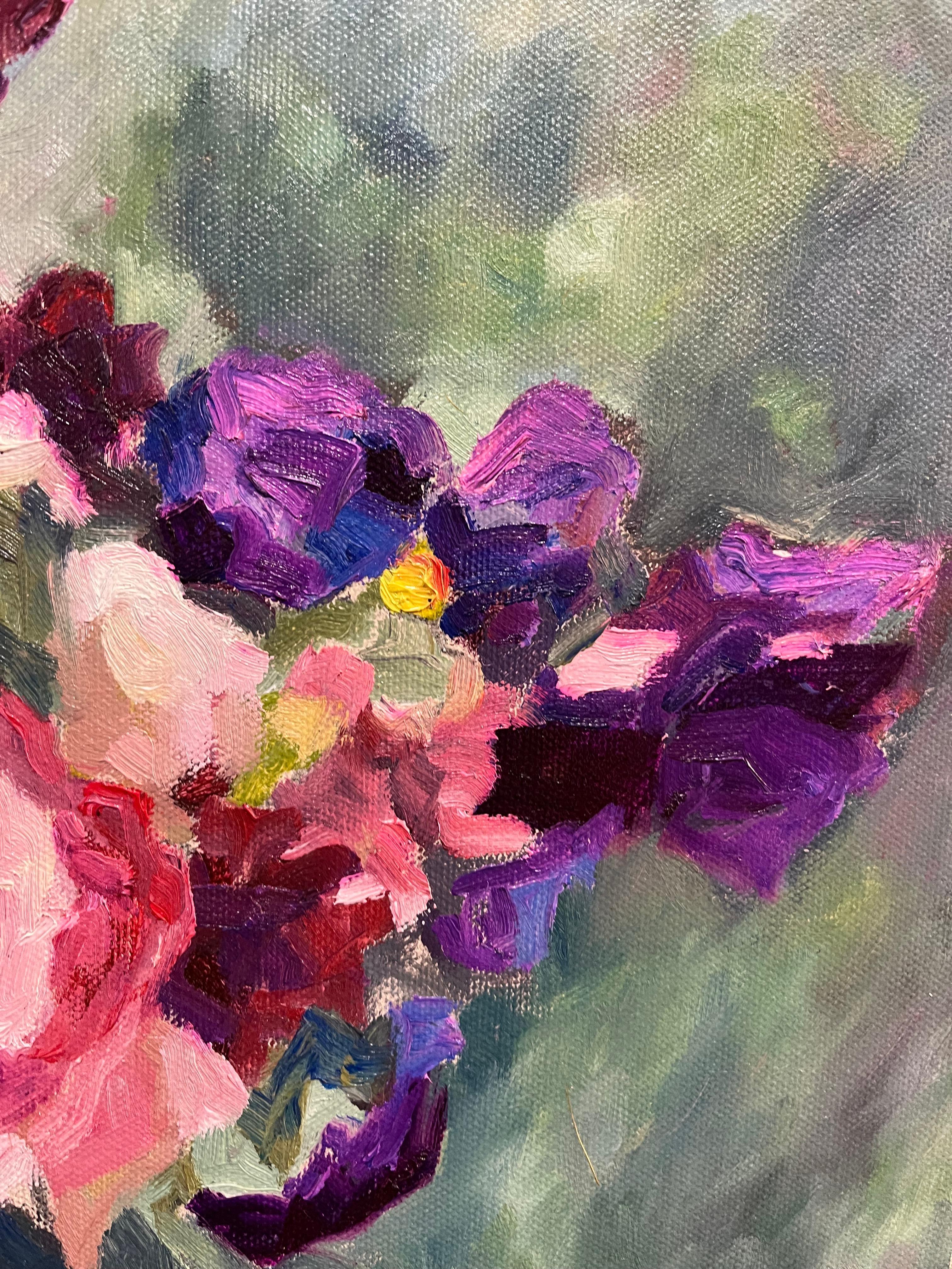Blumenstrauß, Öl auf Leinwand, von Patrice Guiraud, 2016 im Angebot 4