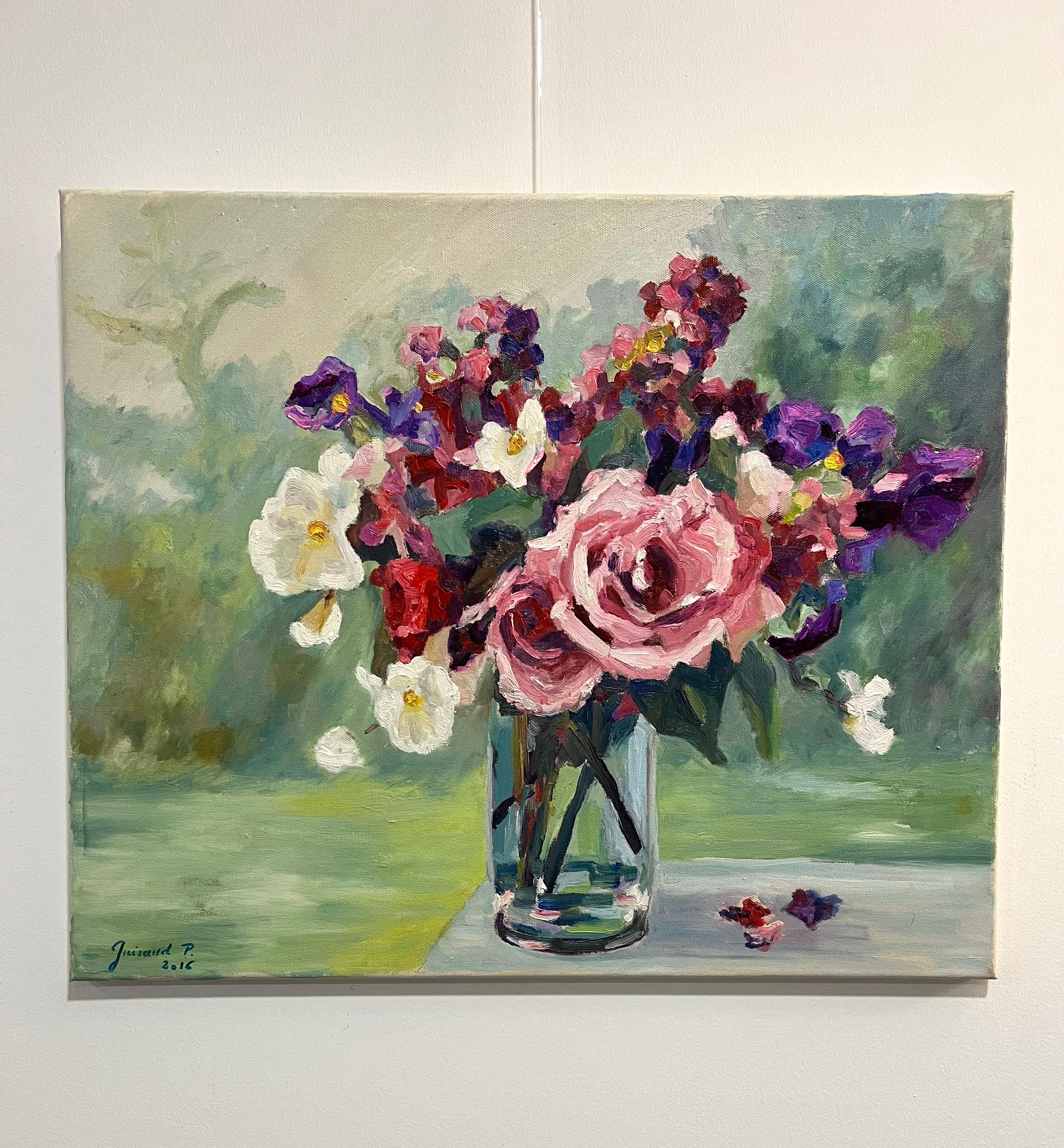 Blumenstrauß, Öl auf Leinwand, von Patrice Guiraud, 2016 (Beaux Arts) im Angebot
