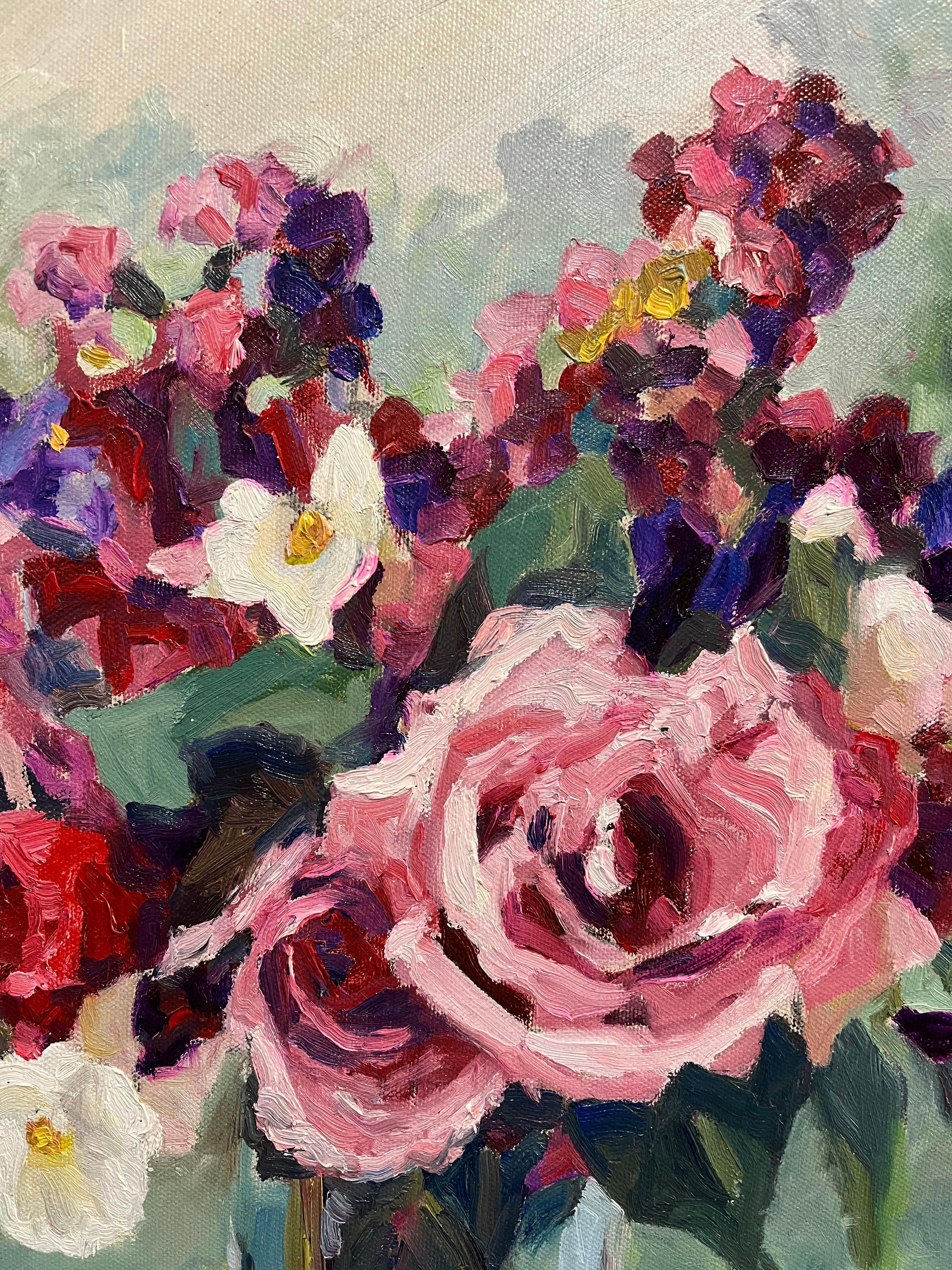 Blumenstrauß, Öl auf Leinwand, von Patrice Guiraud, 2016 im Angebot 2