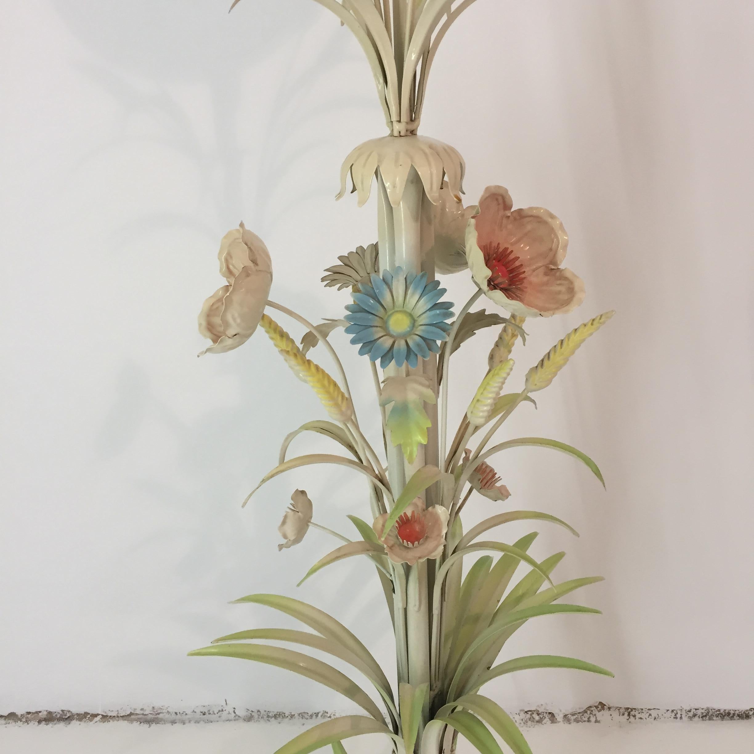 Mid-20th Century Flower Bouquet Pastel Floor Lamp 1960s Vintage Italian Sheaf Of Wheat MidCentury For Sale