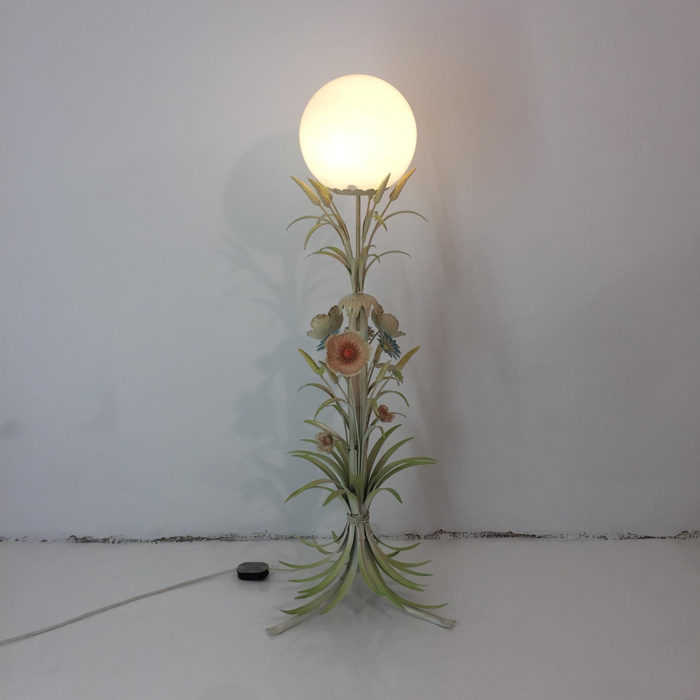 Flower Bouquet Pastel Floor Lamp 1960s Vintage Italian Sheaf Of Wheat MidCentury For Sale 1