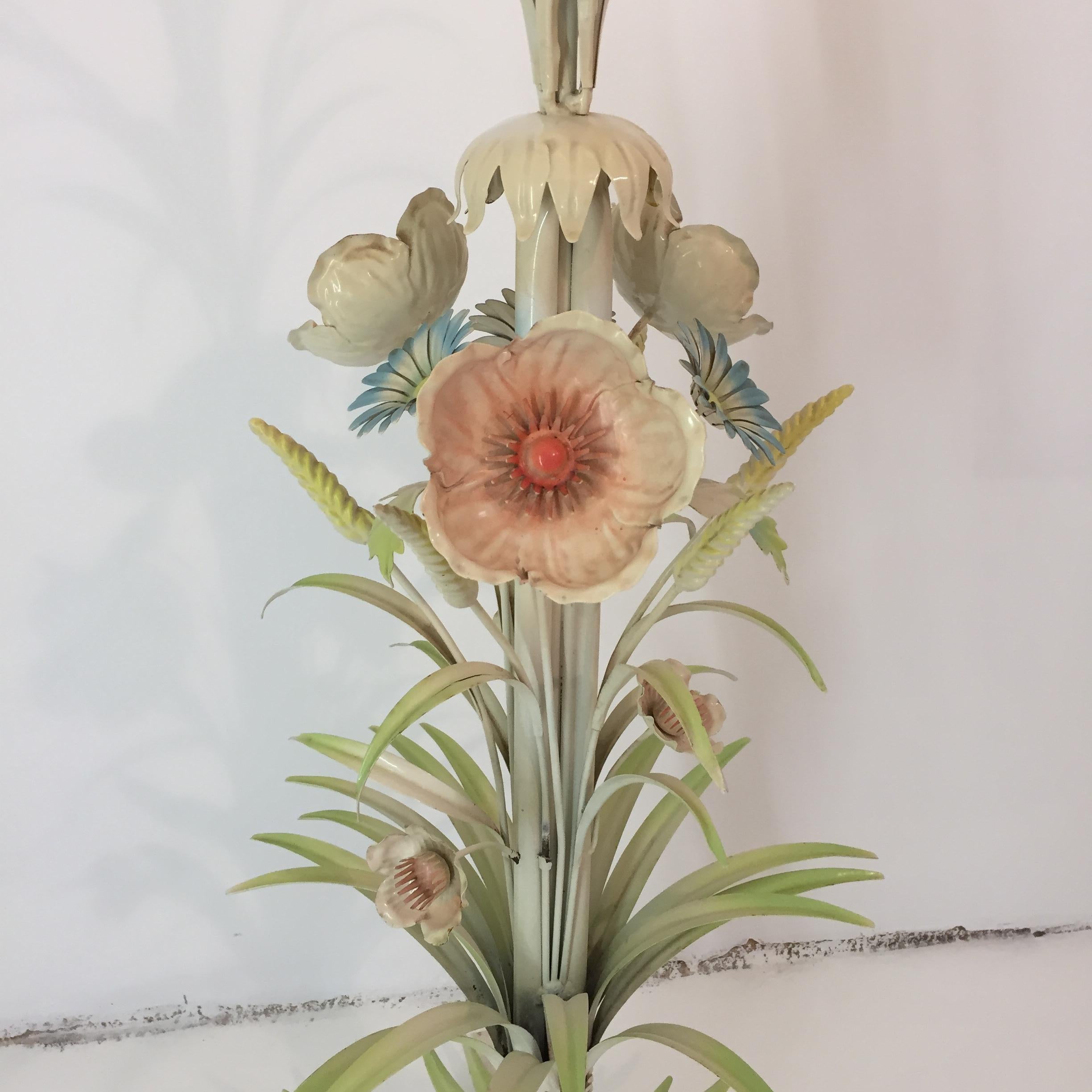 Flower Bouquet Pastel Floor Lamp 1960s Vintage Italian Sheaf Of Wheat MidCentury For Sale 2