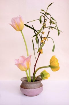 Flower Bowl in Grey Speckled Clay  and Matte Mauve + Sheer Glaze