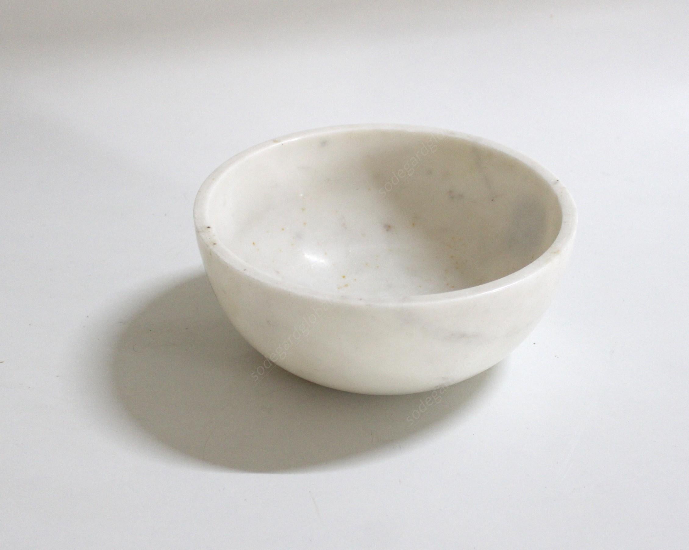Hand-Carved Flower Bowl in White Marble Handcrafted in India by Stephanie Odegard For Sale