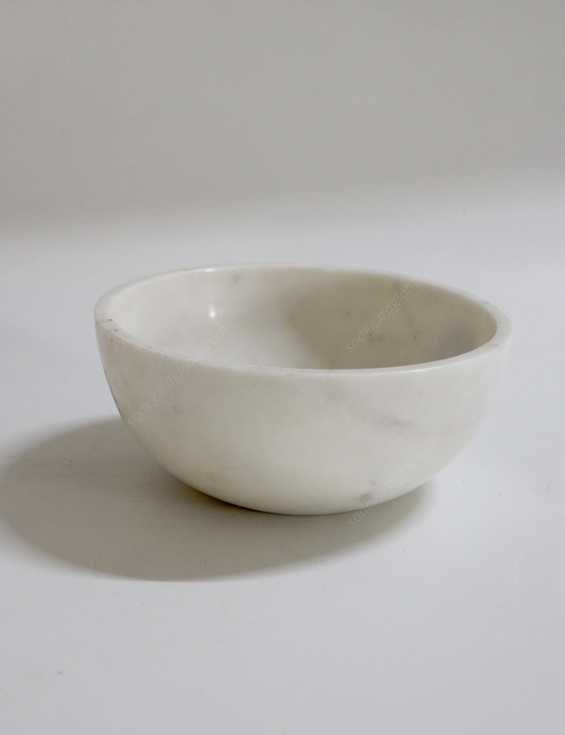 Contemporary Flower Bowl in White Marble Handcrafted in India by Stephanie Odegard For Sale