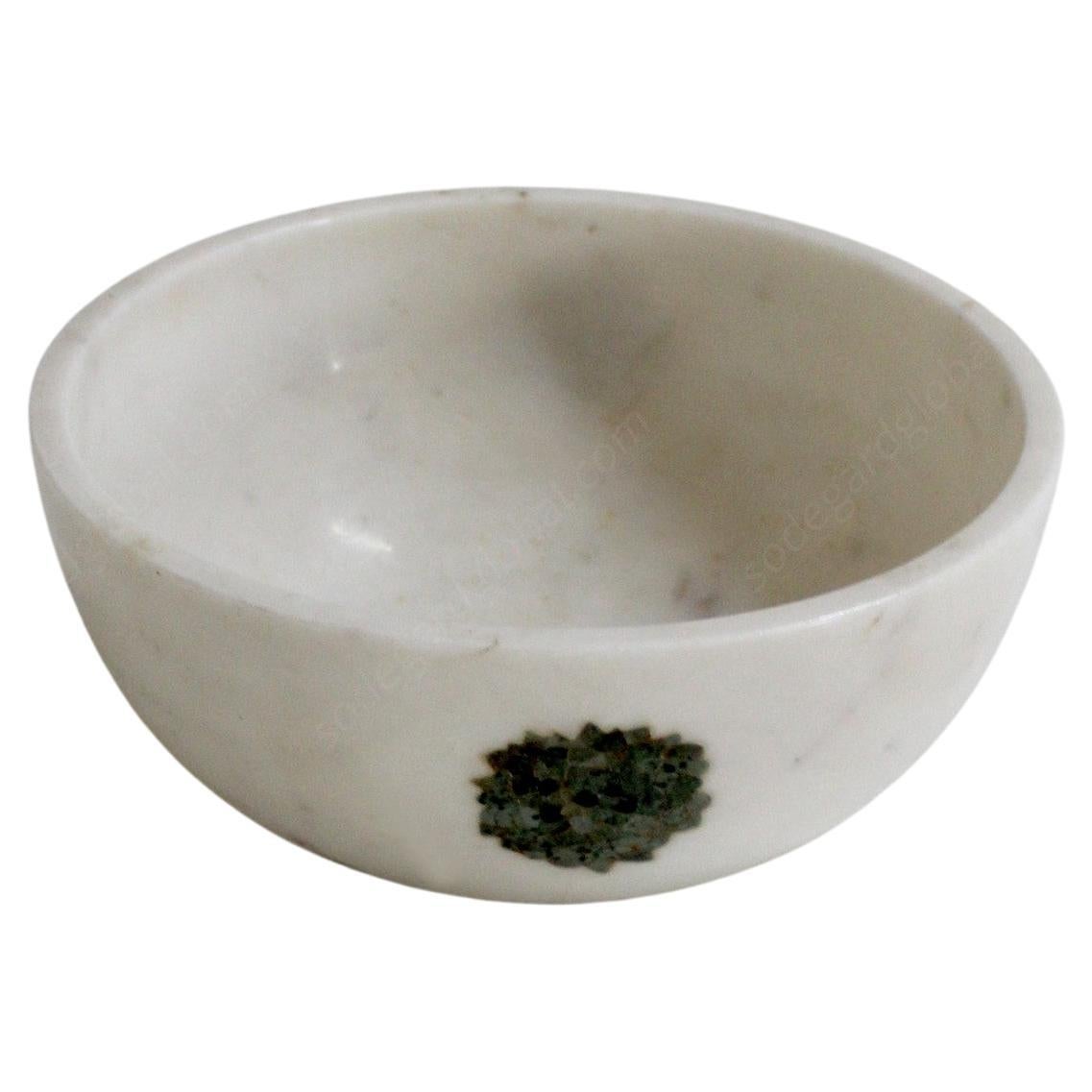 Flower Bowl in White Marble Handcrafted in India by Stephanie Odegard For Sale