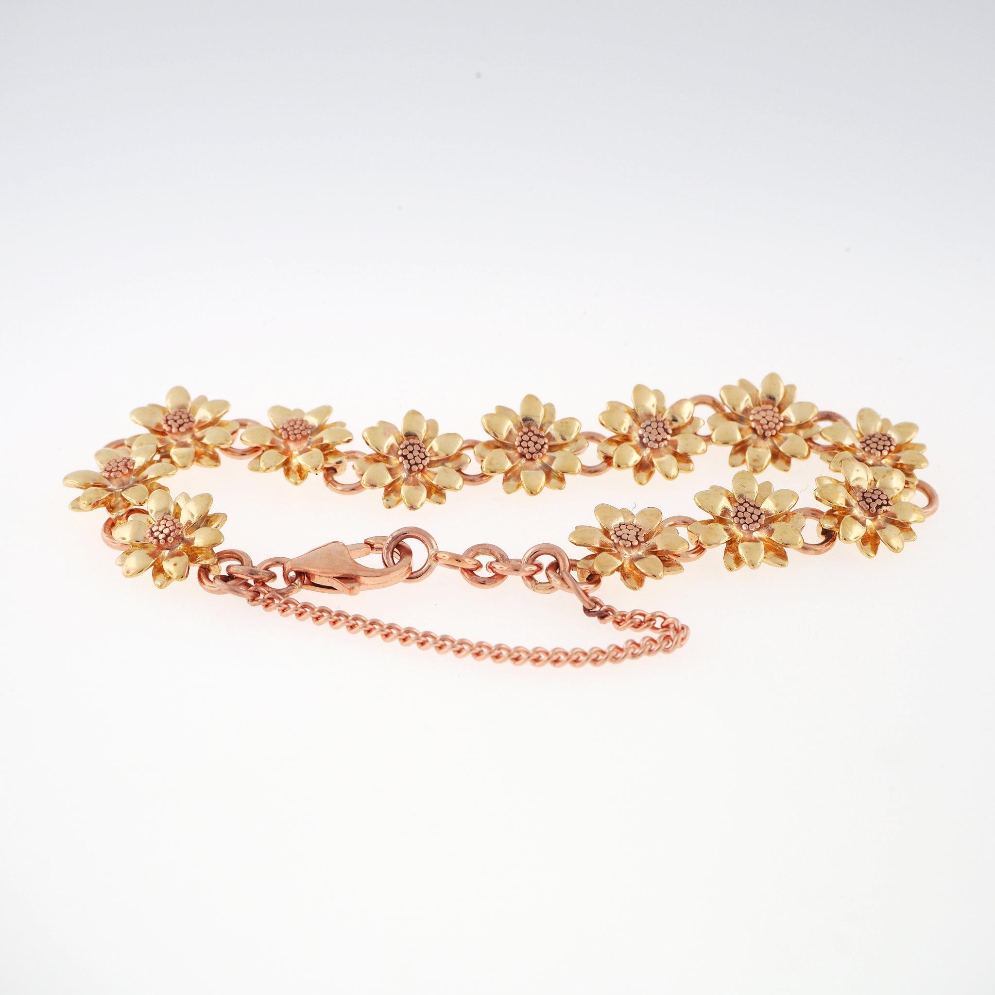 Blumenarmband aus Gelb- und Roségold (Arts and Crafts) im Angebot